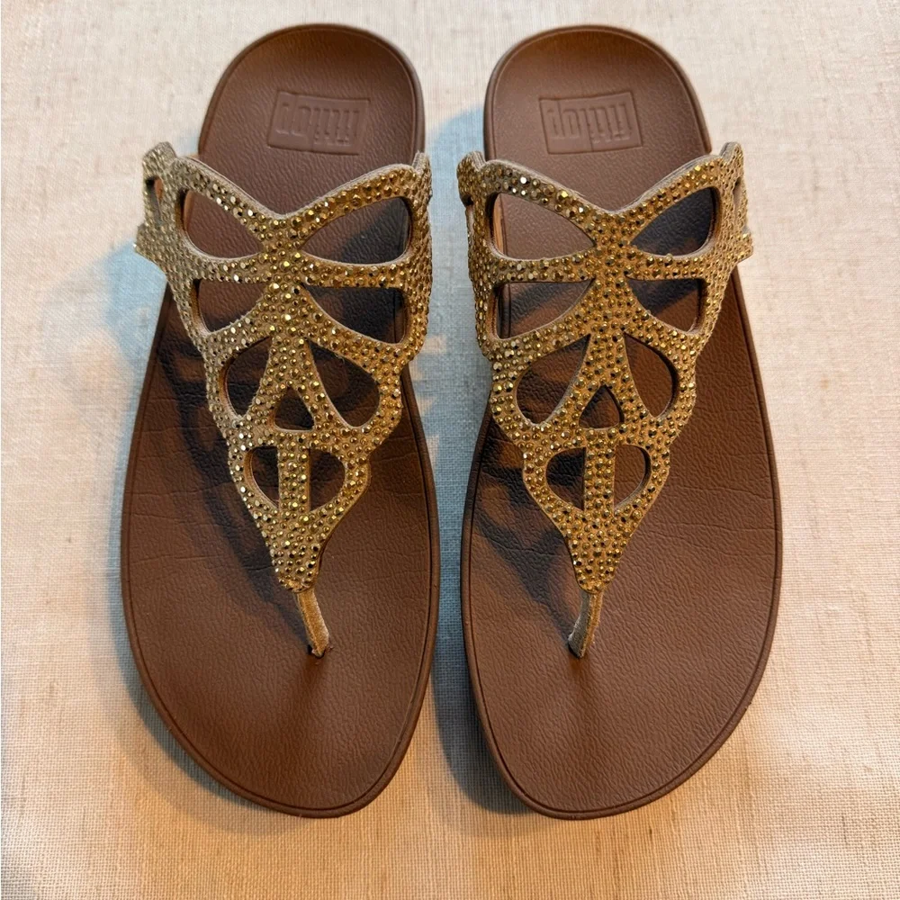 Fitflop Gold Beaded Sandals - Picture 1 of 5